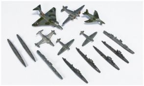 Small Collection Of Diecast Models, Comprising Six Dinky Aeroplanes And A Collection Of Unnamed