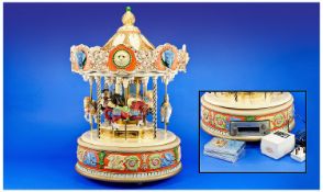 Ceramic Model Of An Electric/Battery Powered Old Time Fairground Carousel with musical cassette