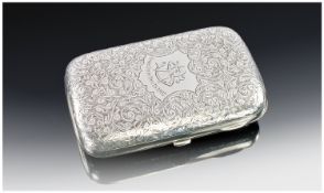 Victorian Fine Silver Cheroot Table/ Pocket case with gilt interior, four ball feet. Hallmark