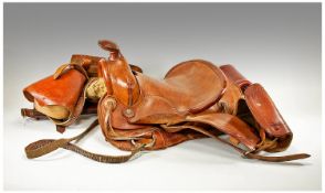 Leather Horse Riding Saddle, Numbered 38. Together A Leather Rifle Gun Case.