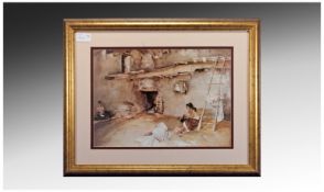 Russel Flint Framed and Mounted Print. Gilt Frame. 14 by 10 inches.