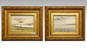 Pair Of 19th Century Watercolours, Signed Bayne & dated 1895. Titled `At Longniddry` and `Newhaven