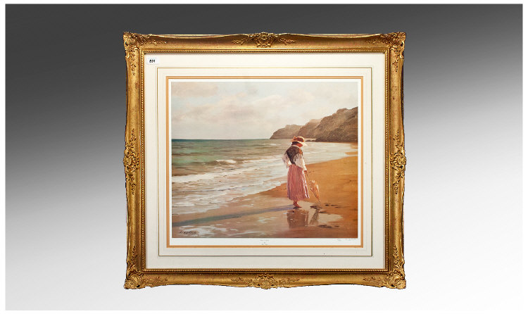 Signed Limited Edition Print, `Dawn and Dusk` by Felix Serra, depicting an Edwardian lady