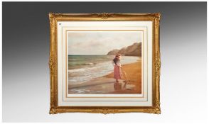 Signed Limited Edition Print, `Dawn and Dusk` by Felix Serra, depicting an Edwardian lady