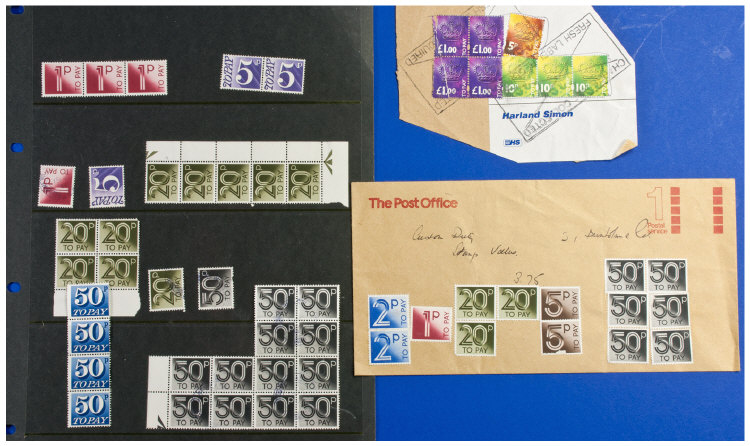 Collection of postage due stamps from the 70`s, 80`s and 90`s. Includes mint, used and blocks with