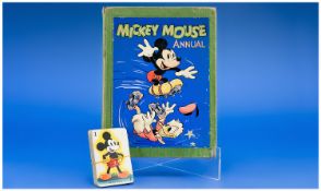Vintage Mickey Mouse Collectables comprising Mickey Mouse Shuffling Symphony playing cards with blue