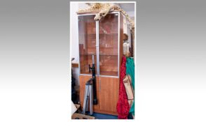 Contemporary Cherry Wood Veneered Bookcase / Display Cabinet, the upper section glazed , the lower