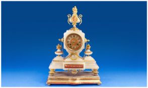 Japy Freres, French 19th Century Alabaster and Ormolu Mantel Clock. C. 1880`s, with 8 day striking