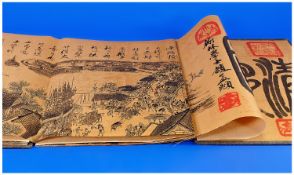 Oriental Style Bound Book containing scenes showing the Qingming Festival. Scene extends to 4.4