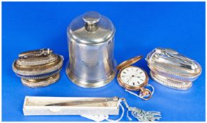 Lot Of Collectables Items, Comprising Silver Cased Circular Cigarette Dispenser (Hallmark Rubbed c