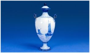 Royal Crown Derby Lidded `Sailing Boats` Two Handled Vase. Date 1904, 9 inches high. Restoration