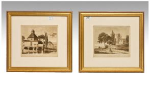 A Pair Of 18th Century Sepia Prints By Paul Sanby engraved by V. Green and F.Jukes published Oct