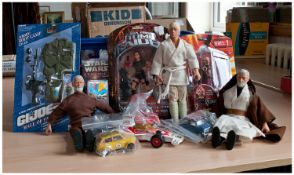 Box of Collectable Toys, Includes G.I.J Clothes Sets, Star Wars Figures, Texaco Marlboro Racing