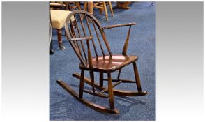 Ercol Beech and Birch Framed Rocking Chair, 29 inches high.