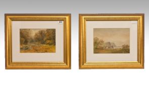 A Pair Of Early 20th Century Framed Watercolours, subjects; 1. A river running through a woodland