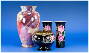 Small Lot Of Pottery Comprising Two Crown Ducal Rose Decorated Vases, Old Court Ware Handpainted