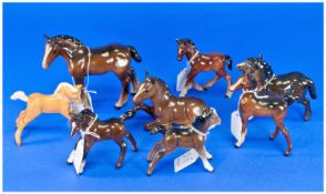Beswick Collection of Horse/Foal Figures, (8) in total, various models and sizes.