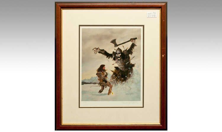 Daniel R Horne Limited Edition Framed Coloured Print. `Medieval Fantasy Scene`. Signed in pencil