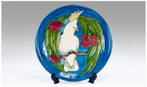 Walter Moorcroft Limited Edition Cabinet Plate. Number 321/350. Date1995. White Cockatoo design on