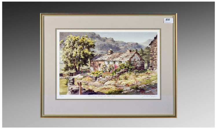 Judy Boyes Limited Edition Signed Print. `Rambling Roses at Low Fold`. Signed and titled in