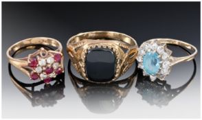 Ladies 9ct Gold Stone Set Dress Rings (3) in total. All fully hallmarked for 9ct gold.