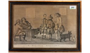 ``Militia Meeting`` Print By J. Bretherton, dated 1773. 15.5 x 10 inches.
