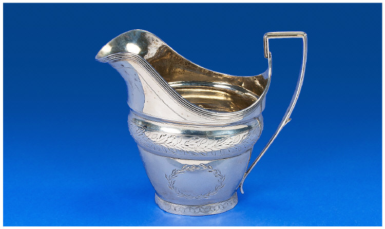 George III Silver Cream Jug, Hallmark Newcastle 1810. Makers Mark D.Reid. 4.75`` in height. 136.6