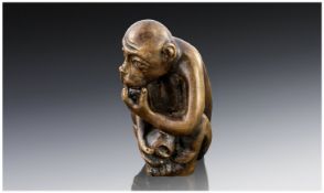 Novelty Spill Vase, In The Form Of A Bronzed Figure Of A Monkey, Height 3¼ Inches.