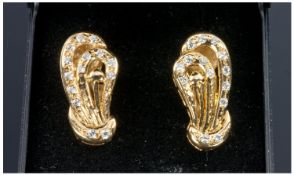 Ladies Pair Of 18ct Gold & Diamond Earrings. 1/2ct of diamonds. 7.8grams.