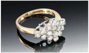 18ct Gold Diamond Cluster Ring, Set With Round Modern Brilliant Cut Diamonds, Estimated Diamond