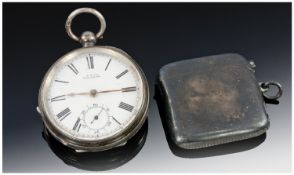 Silver A. W. Co. Waltham Pocket Watch, c1910-1920, together with Edwardian vesta case, hallmarked
