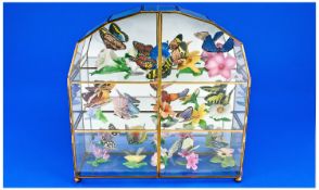 Franklin Mint Butterflies Porcelain Sculptures Of The World circa 1980`s. Collection of 15 pieces