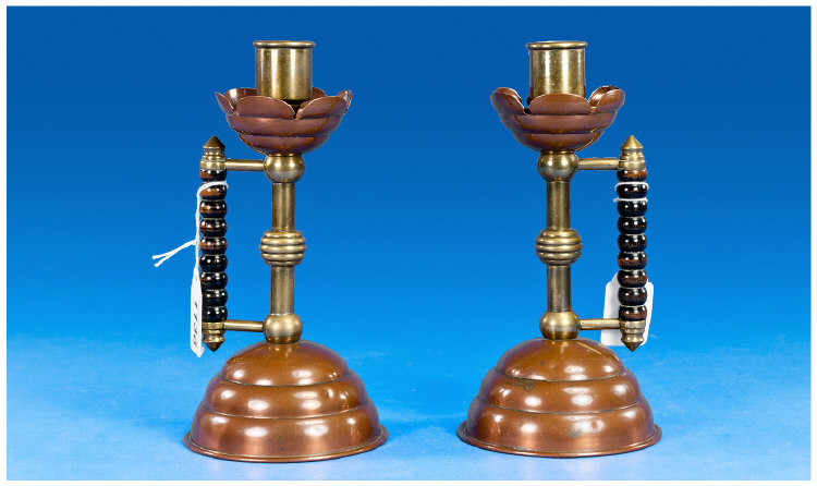 Pair Of Arts & Crafts Candlesticks, Design Attributed To Dr. Christopher Dresser And Made By