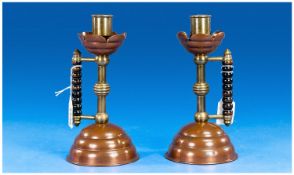Pair Of Arts & Crafts Candlesticks, Design Attributed To Dr. Christopher Dresser And Made By