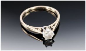 Ladies 9ct Gold Single Stone Diamond Ring, fully hallmarked. 33pts.