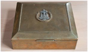 WW2 Brass Dorsetshire Regiment Cigarette Box.