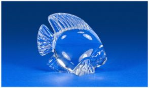 Daum Crystal Glass. A Realistic Quality Model Of A Tropical Fish. Etched signature to the base `