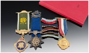 Two Base Metal Buffalo Medals, Six Clasps A Silver Attendance Medal & 2007 Ritual Book.