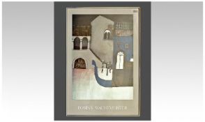 Modern Framed Coloured Print. `Rosina Wachtmeister`. 25 by 37 inches.