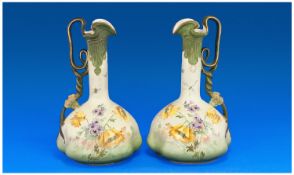 Ernst Wahliss (Austrian) Hand Finished Porcelain pair Of Ewers/Vases. Circa 1900. Art nouveau