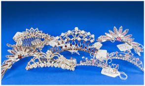 Collection of 9 Vintage Tiaras different styles and designs.