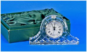 Tyrone Crystal Quartz Clock, set in a crystal napolean shaped surround, white dial and Roman