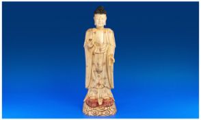 Very Large Chinese, Bone Figure Of A Young Buddha, very well carved in a typical stance, with