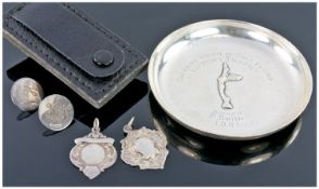 Cheshire Union of Golf Clubs Silver Small Dish. Hallmark London 1949. 73 grams. Plus two silver