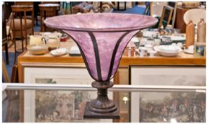 Large Lilac Coloured Glass Vase, of trumpet form raised on a classical base. 12 inches high and 14