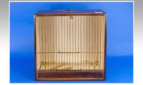 Pine Cased Bird Cage, 15 inches high.