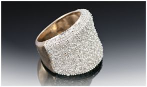 9ct Gold Diamond Cluster Ring, Pave Set Round Cut Diamonds, Estimated Diamond Weight 1.50ct, Fully