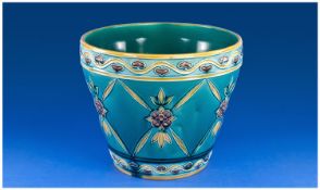 Mintons Secessionist Jardiniere, reg. 616446, c. 1890`s. 9 inches high, 10.25 inches diameter.