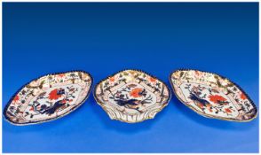 Crown Derby Imari Pattern Fruit Bowls. 3 in total. Date 1888, Includes a pair of Fruit Bowls. Each