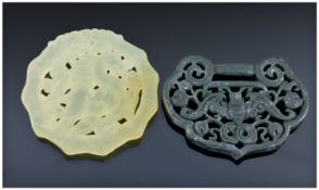 Two Carved Jade/Hardstone Oriental Style Ornaments.